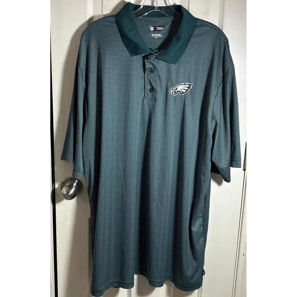 Philadelphia Eagles NFL Polo Men's XXL Green Striped Embroidered Logo